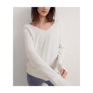 Hatch 'The Noa' White V-Neck Dolman Sweater Size 2